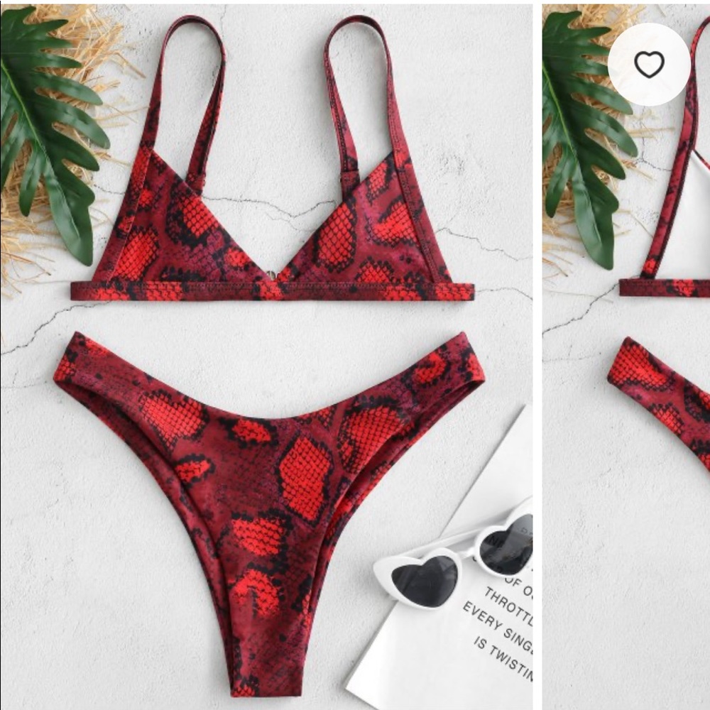 ZAFUL Snakeskin Print Bikini Set - Size S